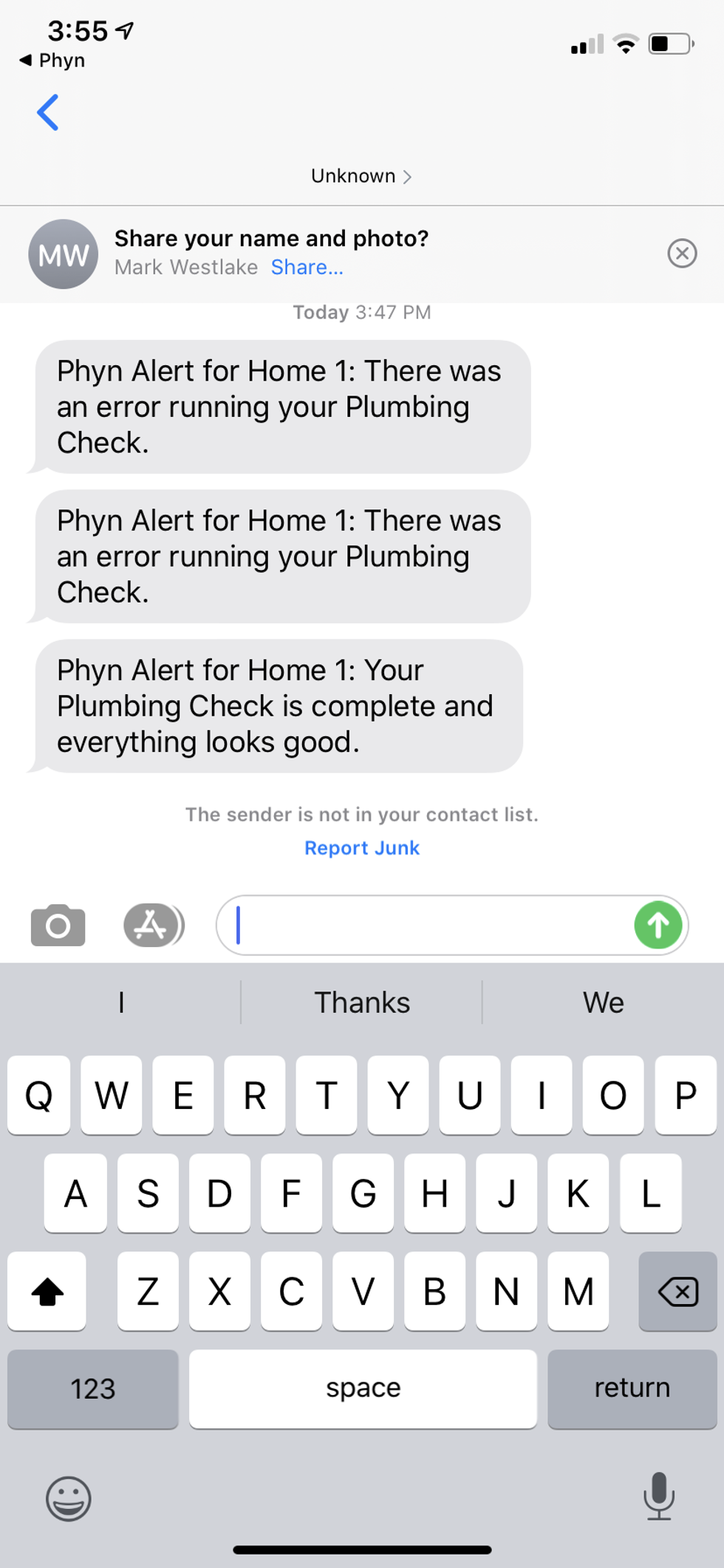 Phyn app sends notifications to your smartphone