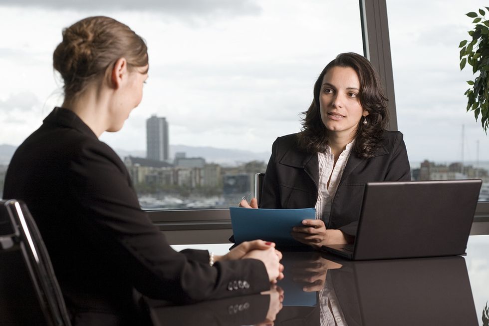 HR manager has a long conversation with a potential employee.