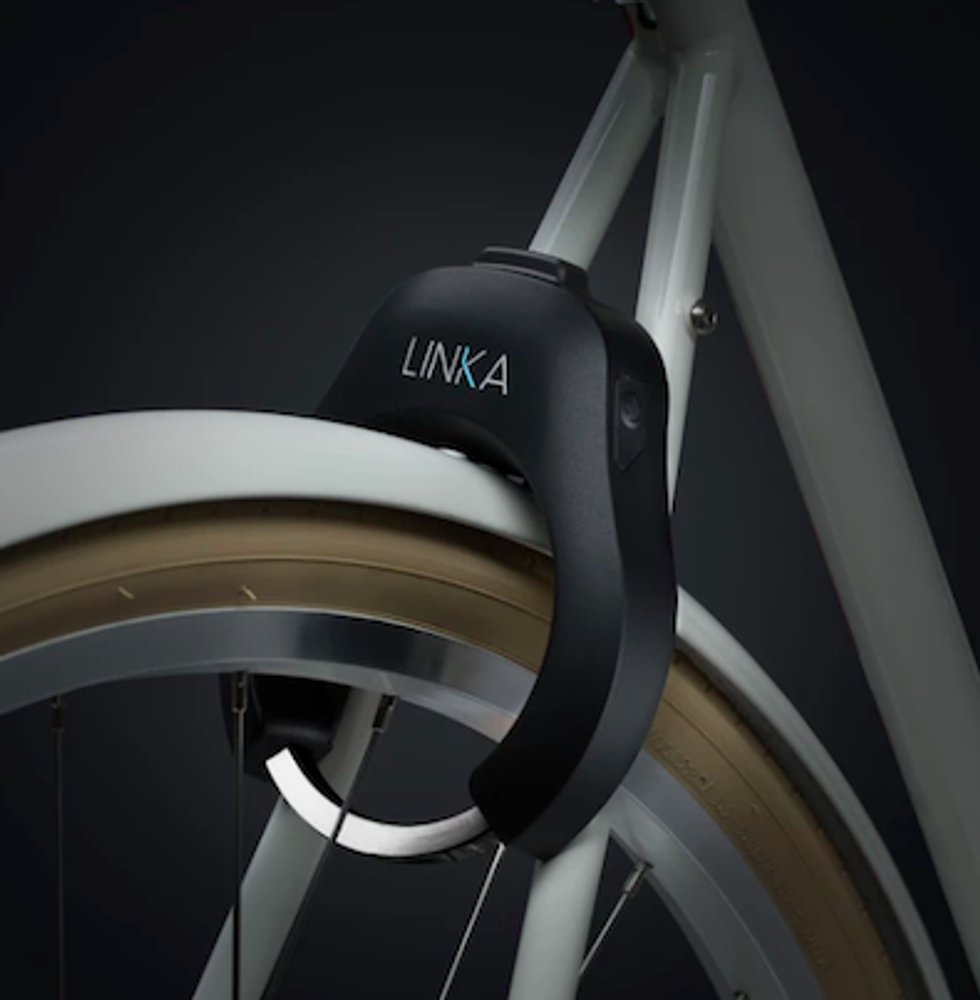 Linka Bike Lock on a bicycle