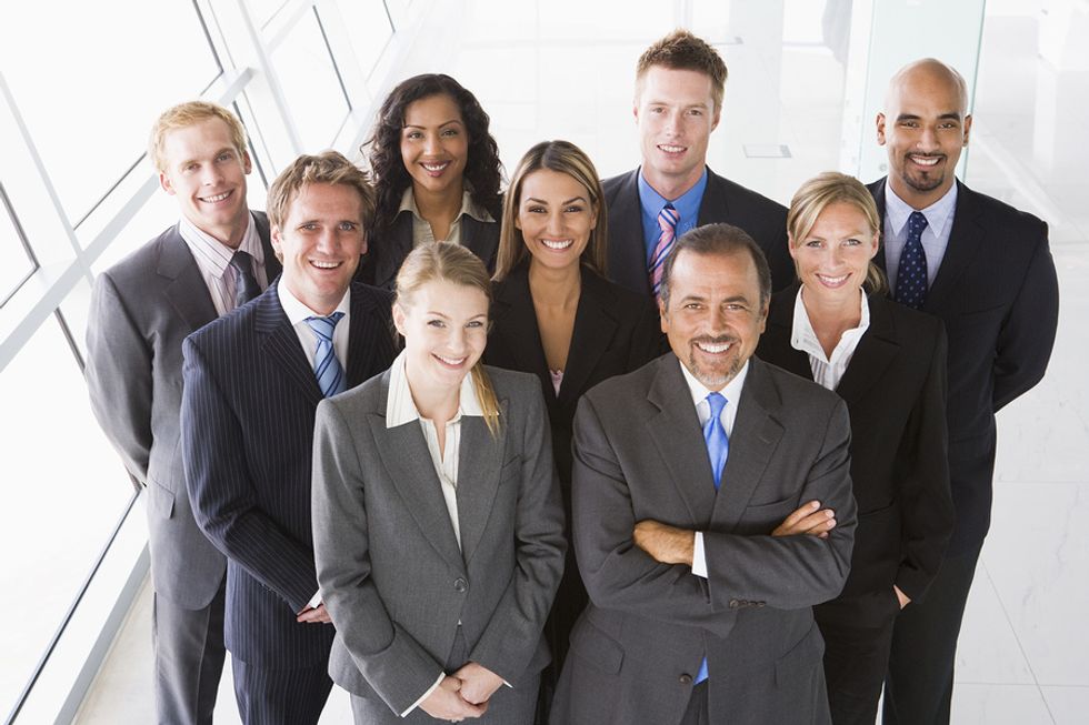Employees at a large company.