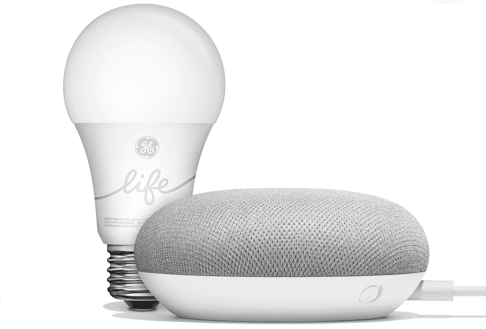 Smart lighting and smart speaker setup ideal for first-time renters