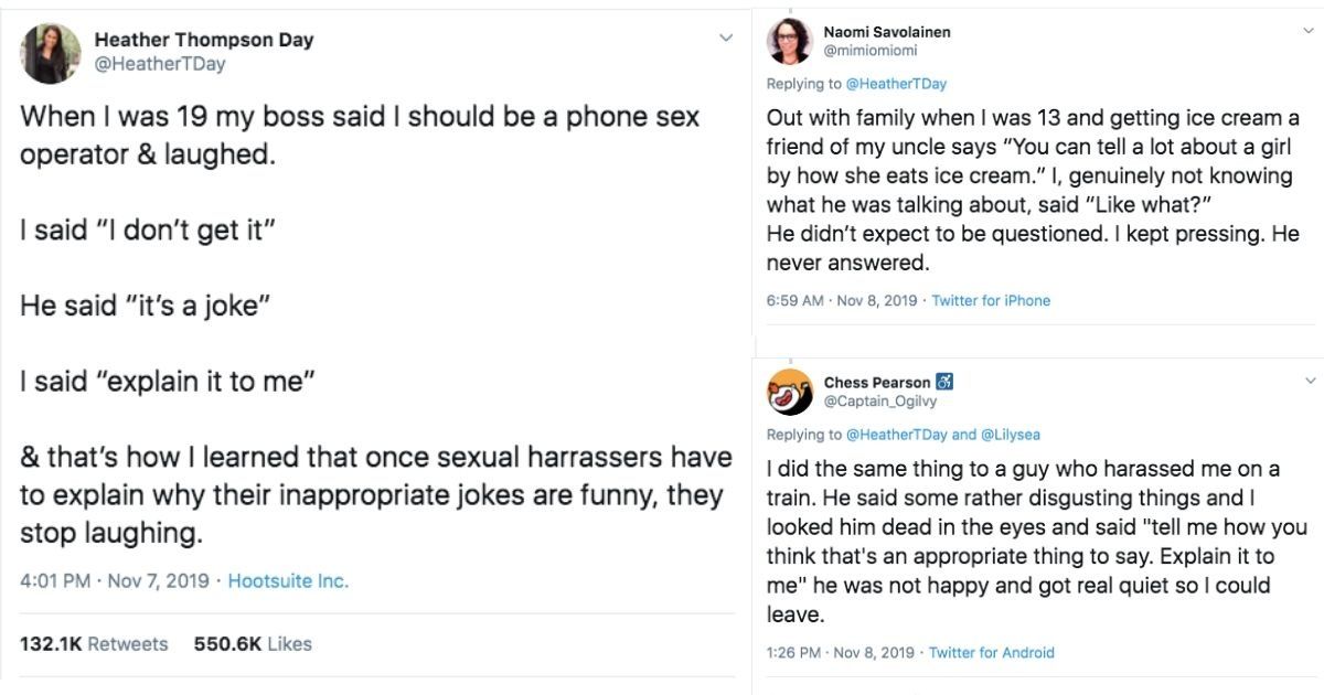 Women shared how they make sexist men explain their nasty jokes
