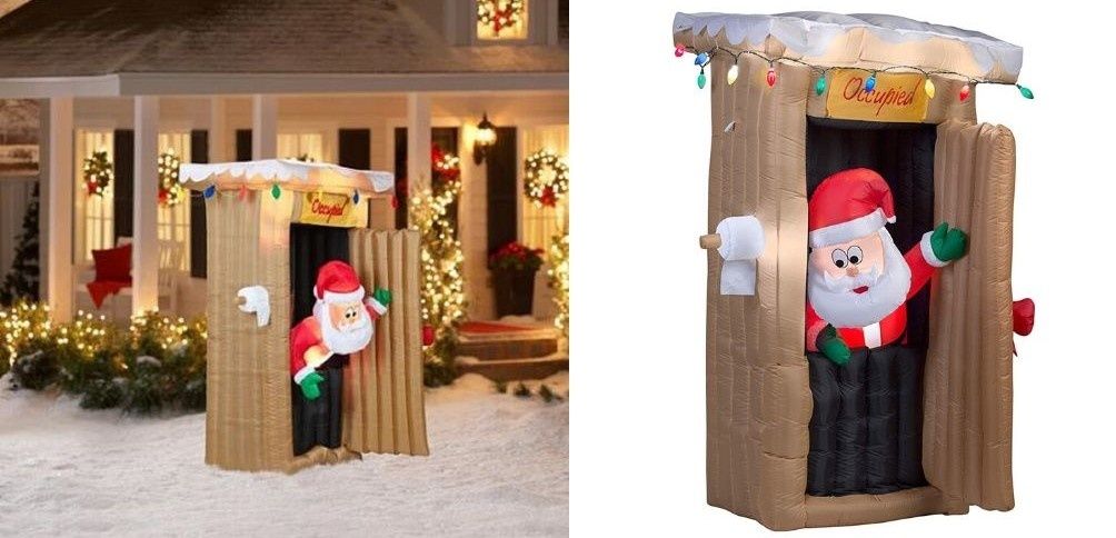 Inflatable santa in deals outhouse