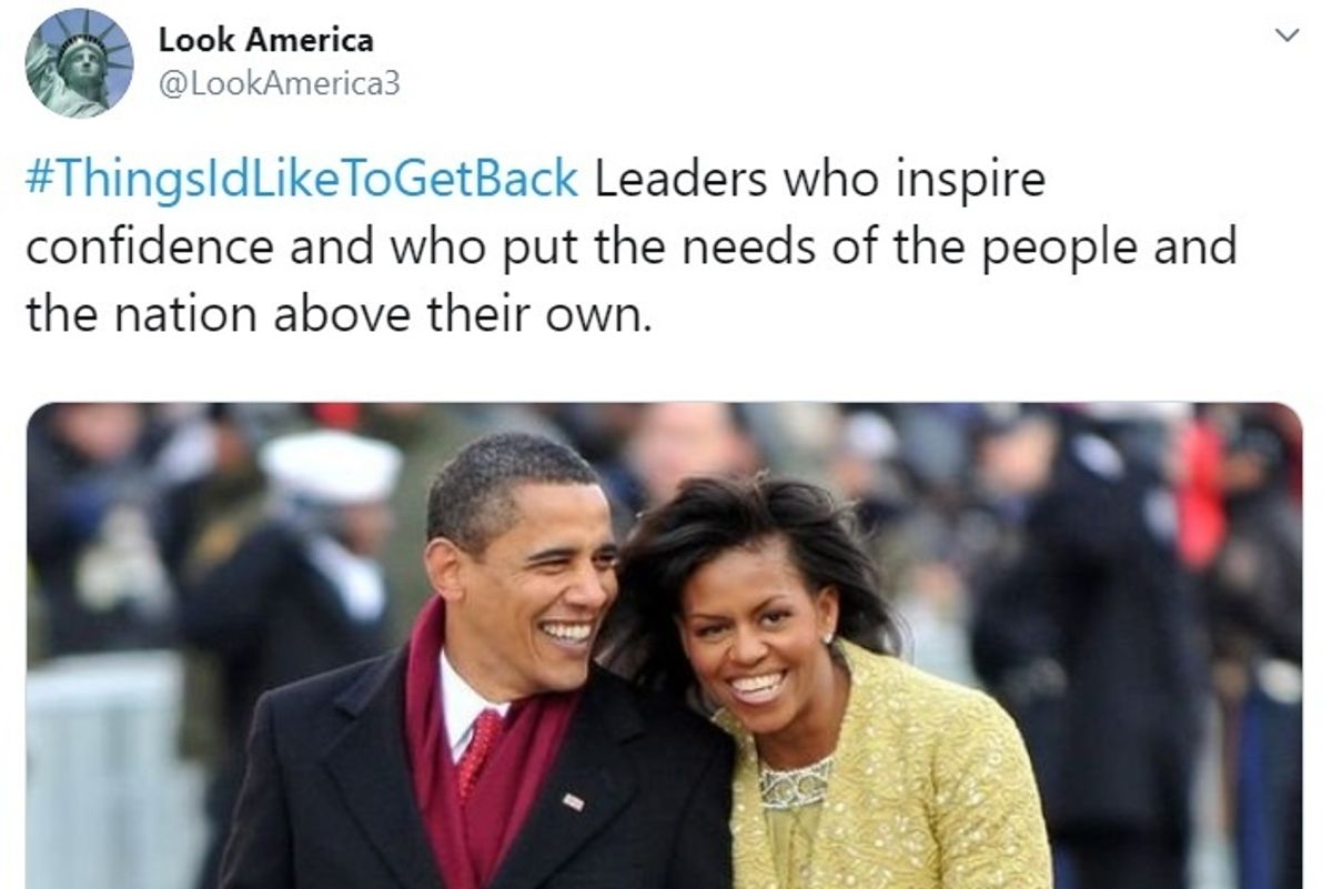 Obamas with the #ThingsIdLikeToGetBack hashtag