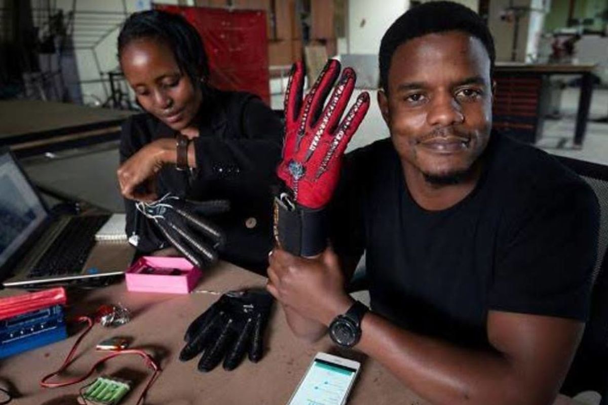 A Kenyan inventor's niece was born deaf so he made a glove that turns sign language into speech
