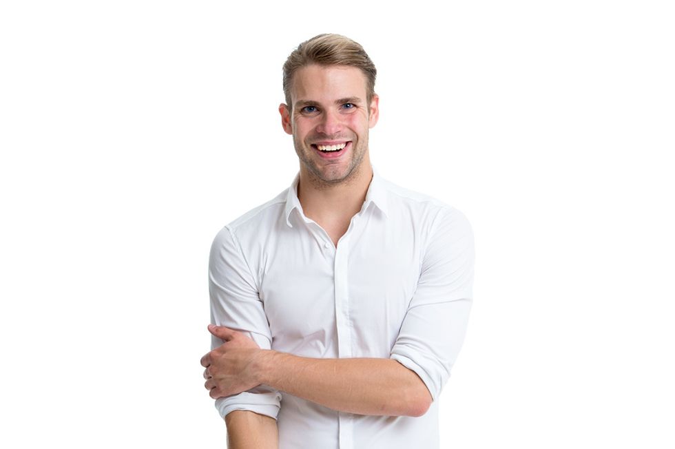 This young professional is dressed in business casual style.