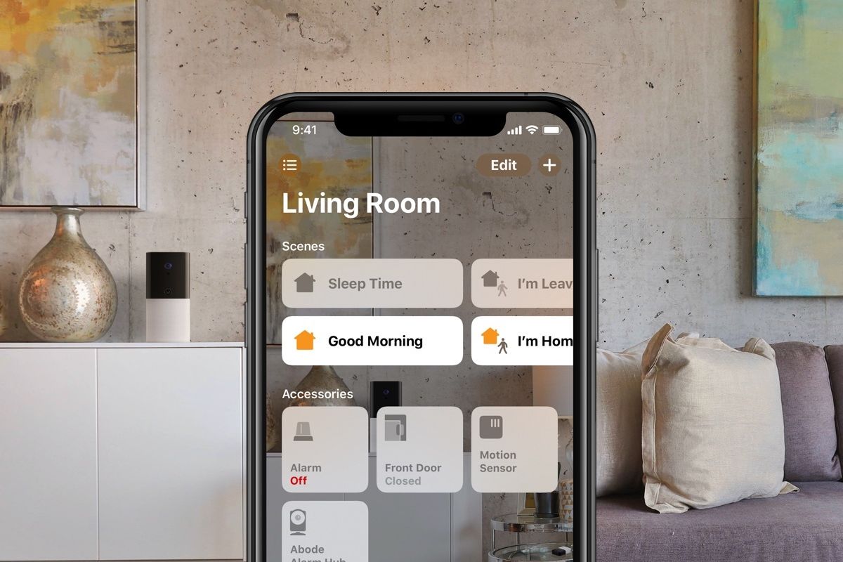 photo of Apple HomeKit app with abode integration