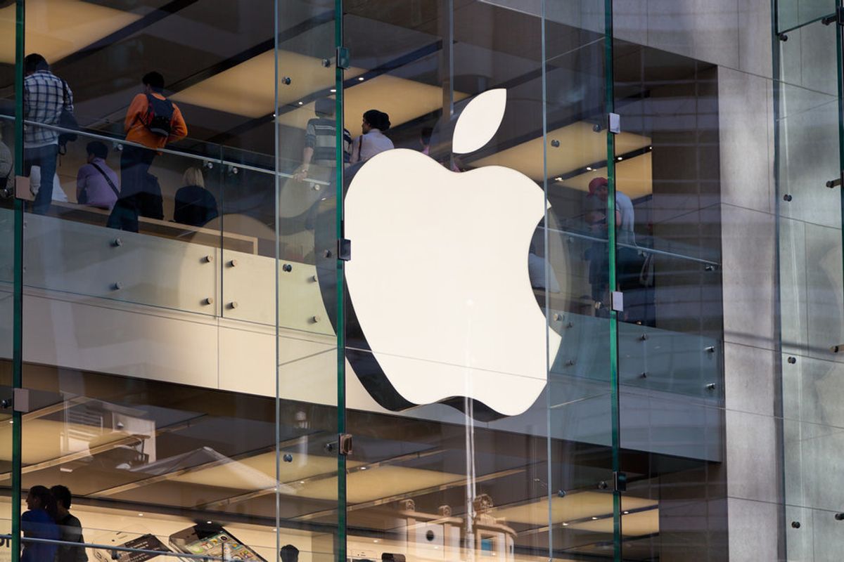 The Apple logo on one of its stores