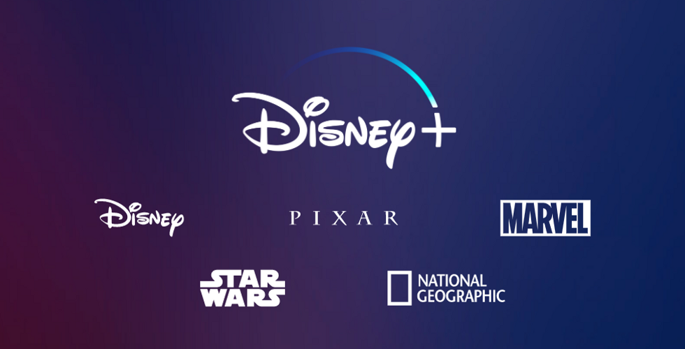 The Disney+ logo amid others including Marvel, Pixar and Star Wars