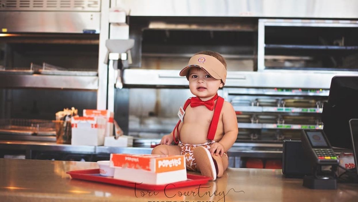 This 1-year-old had his birthday photoshoot at Popeyes, and it's golden fried cuteness