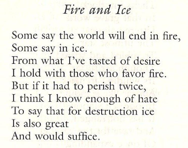 robert frost quotes fire and ice