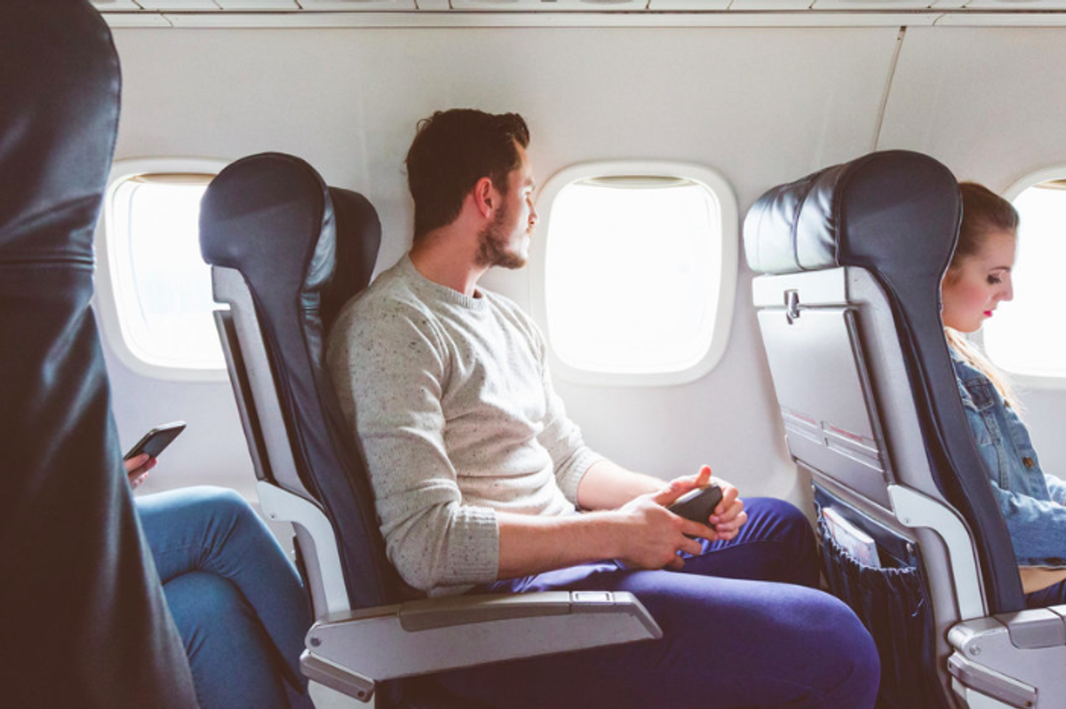 People seated on an airplane