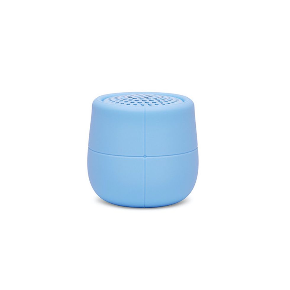 The Lexon Mino X waterproof speaker in blue against a white background