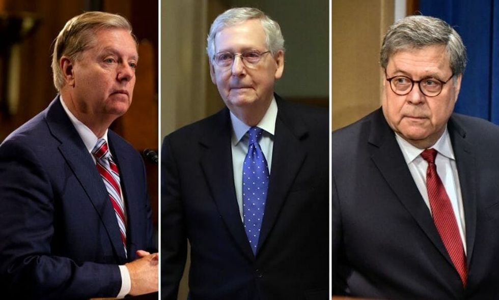 Brutal 'New Yorker' Cover Perfectly Sums Up How Lindsey Graham, Mitch McConnell and William Barr Do Trump's Bidding