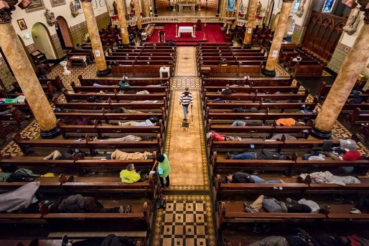 Every day this San Francisco Church provides the homeless with blankets and 'sacred sleep' in its pews