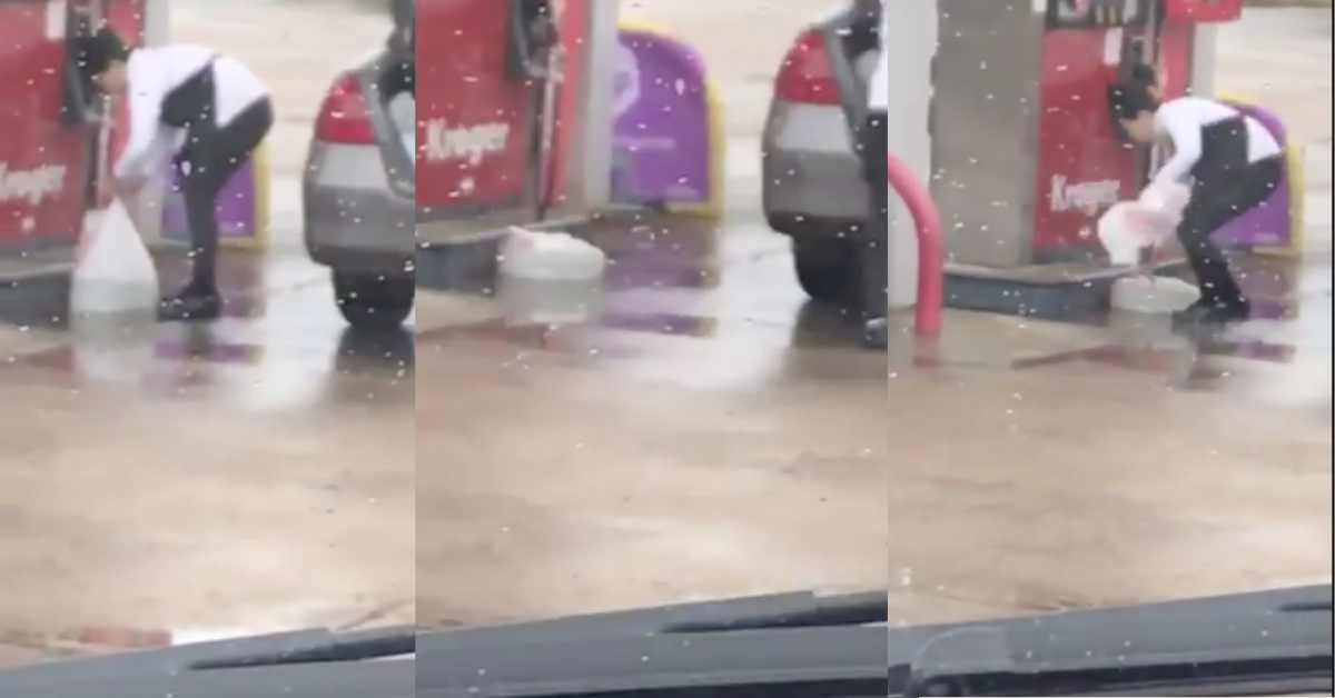 Woman Caught On Video At Gas Station Filling Plastic Bag With Gas, And People Have So Many Questions