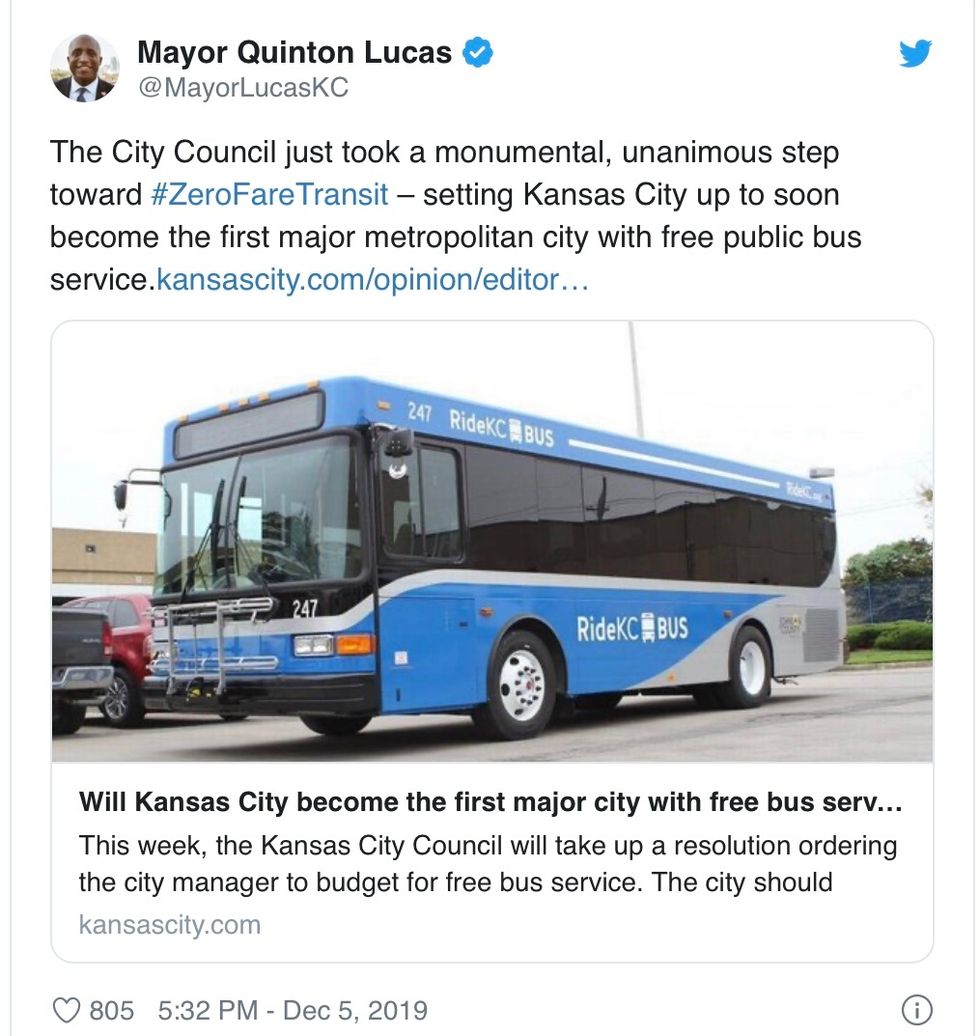 Kansas City Becomes First Major U S City To Make Public Transit