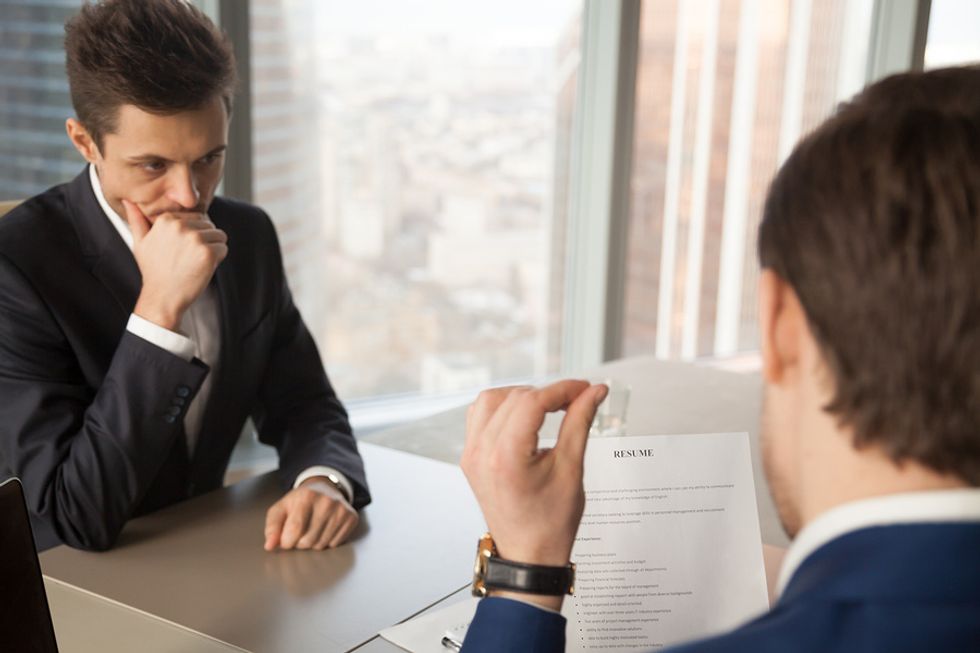 This nervous job seeker was caught slightly unprepared during his job interview.