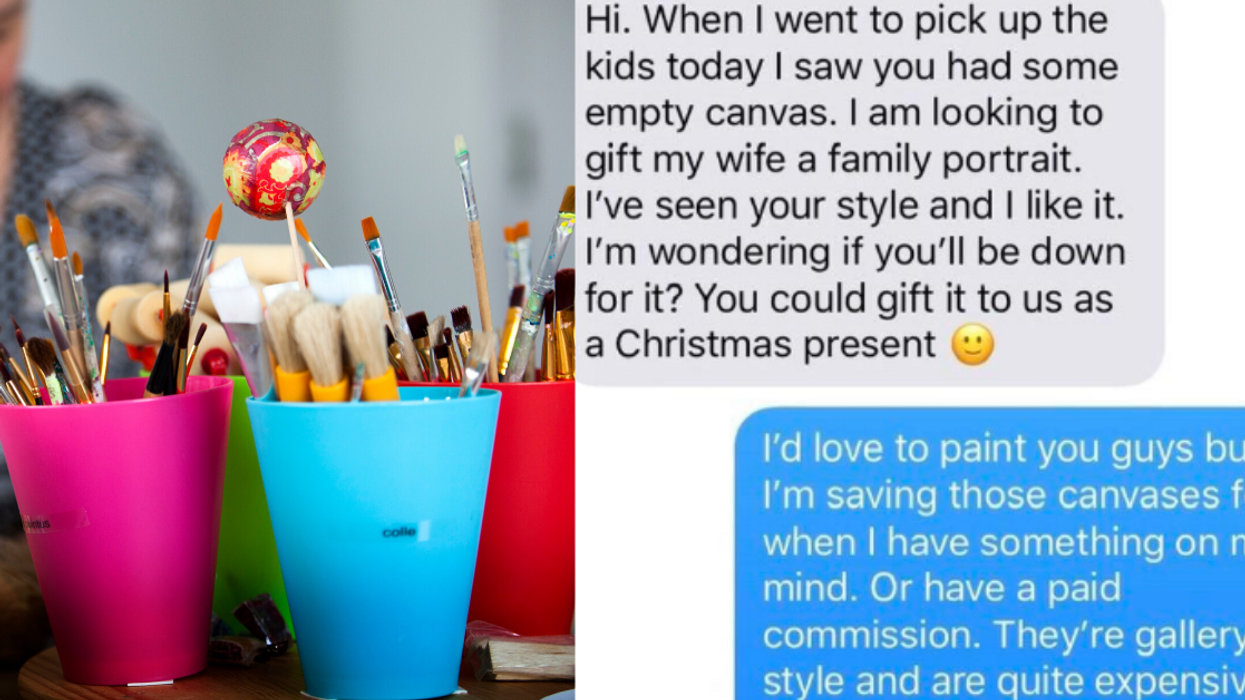Dad Refuses To Pay Wife's Friend For Babysitting After She Won't Paint A Family Portrait Of Them For Free