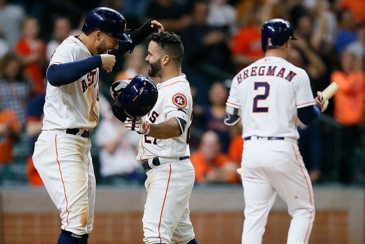 Astros George Springer, Jose Altuve, Alex Bregman