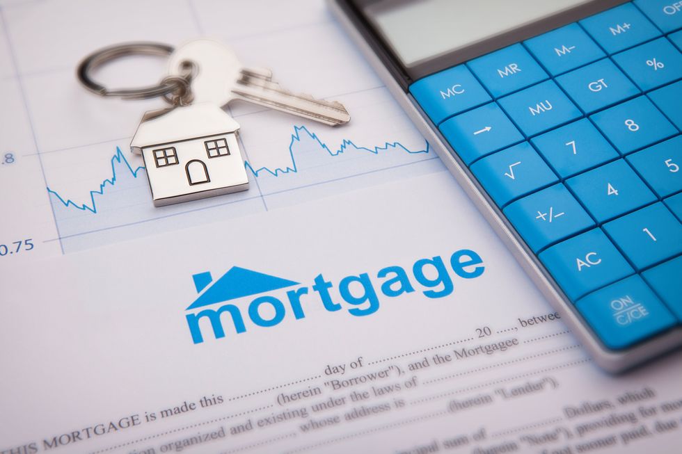 A calculator and mortgage document