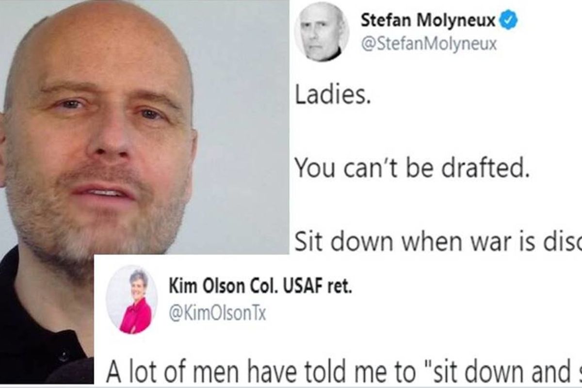 An alt-right YouTuber told women to 'sit down' when war is discussed and got torched for it
