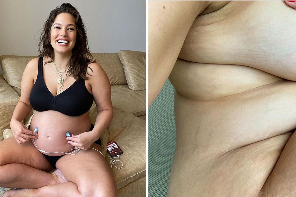 Ashley Graham shared an empowering photo of her pregnant body, embracing her stretch marks