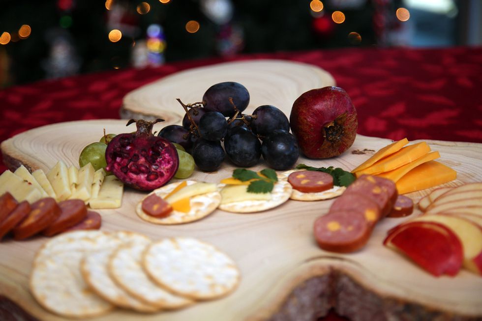 Festive cheese board for a holiday work party