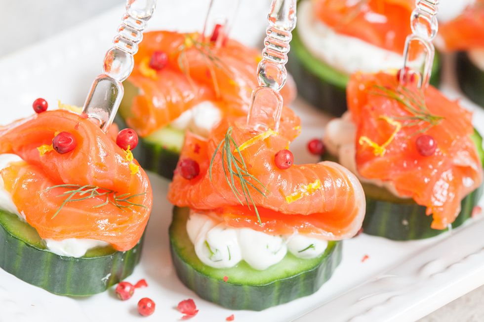 Healthy cucumber bites for a holiday work party