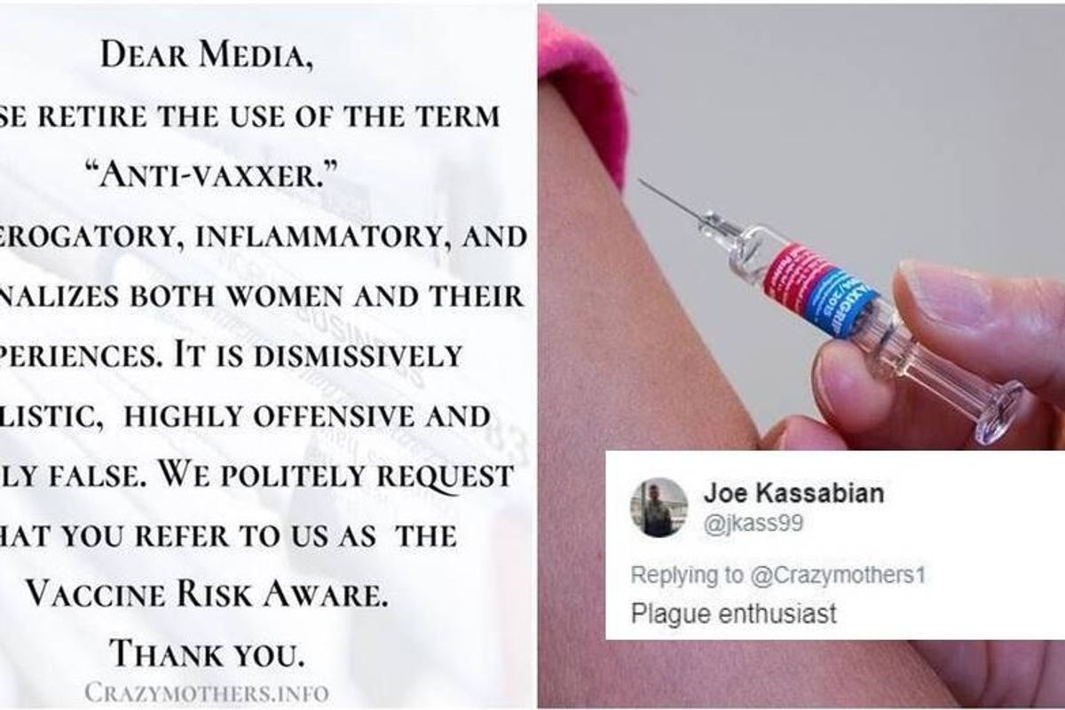 Anti-vaxxer group says the label is 'derogatory' so Twitter roasted them with some hilarious new names