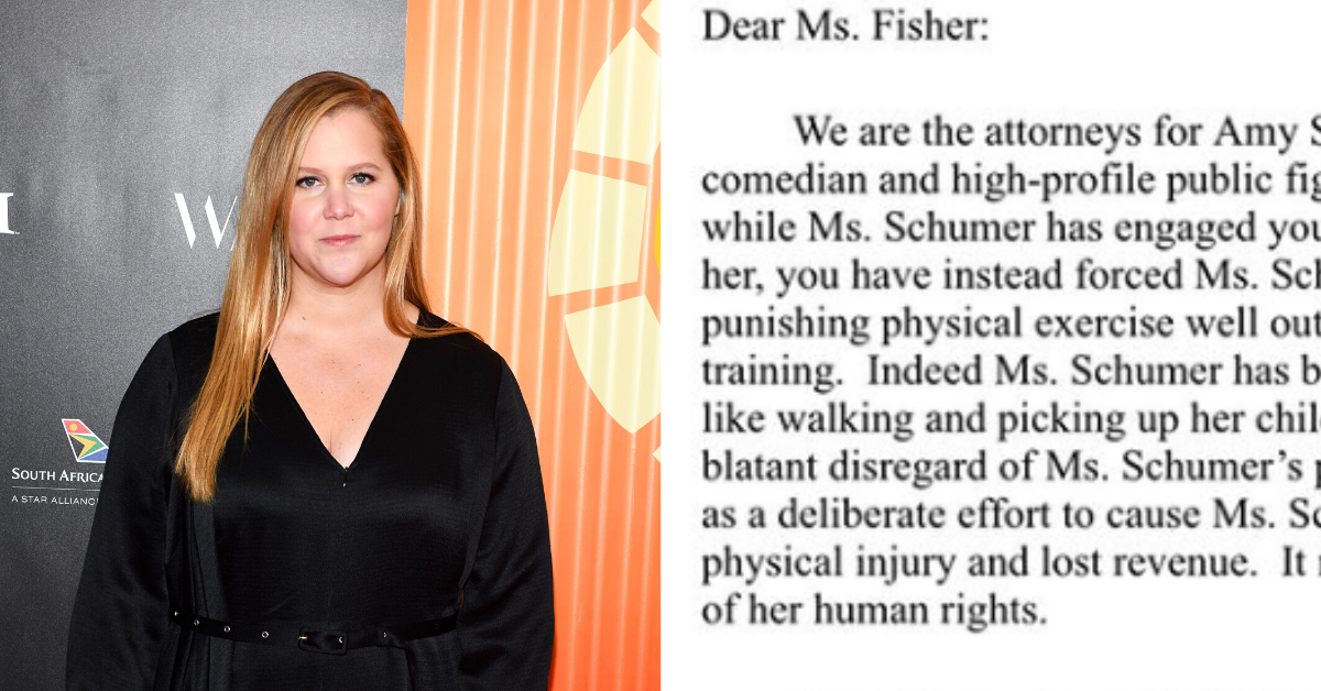 Amy Schumer Trolled Her Personal Trainer By Getting A Lawyer To Send Her A Cease And Desist Letter