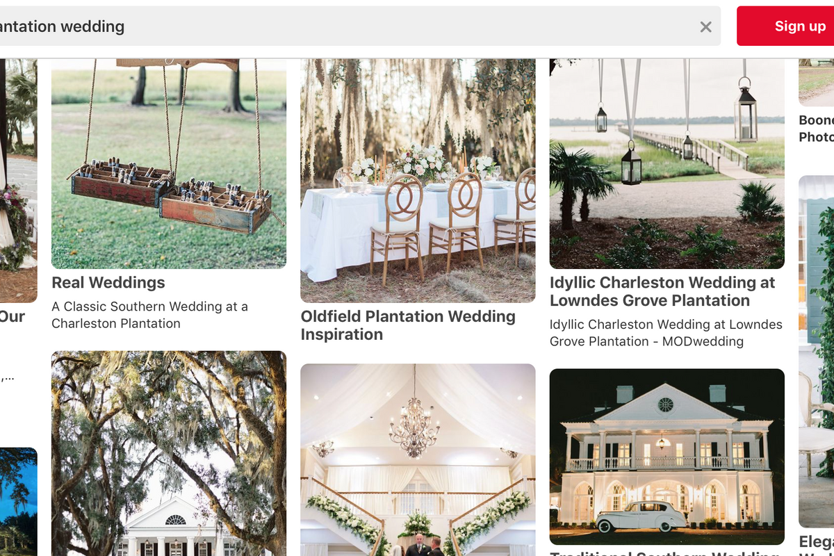 Pinterest and the Knot will stop promoting plantation weddings