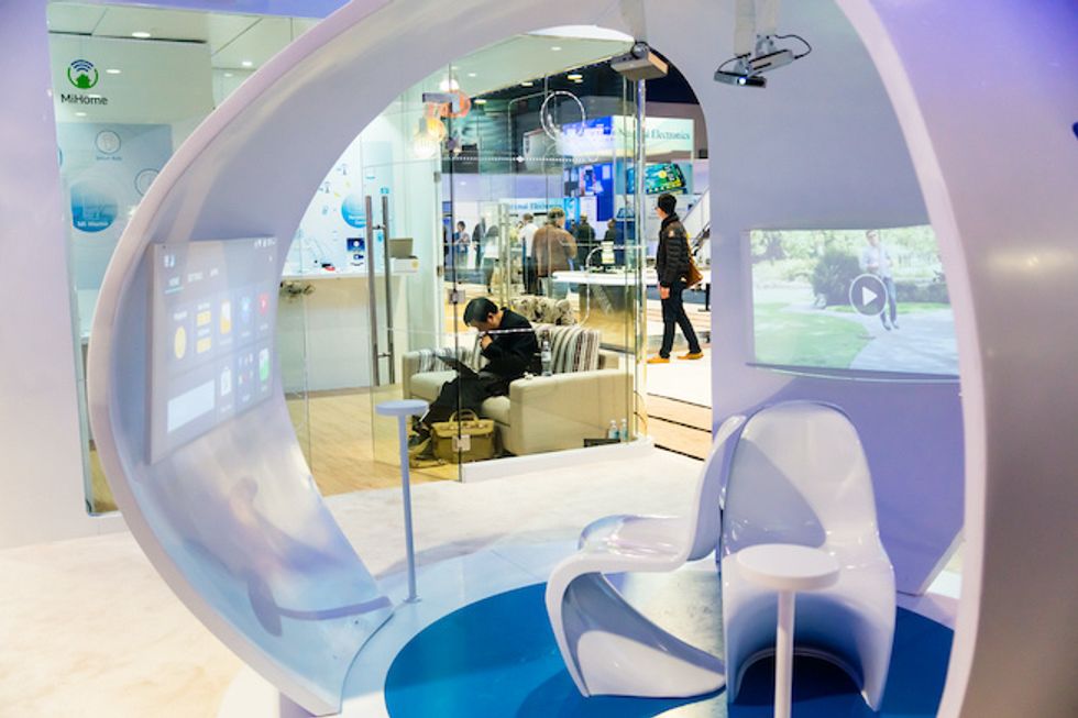 The show floor at CES featuring a futuristic home design