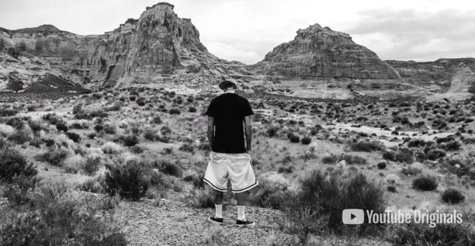 Justin Bieber sad in the desert 