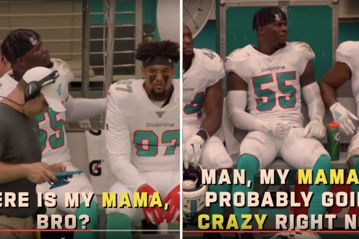 An NFL linebacker was caught on mic trying to find his mama in the stands. Awwww