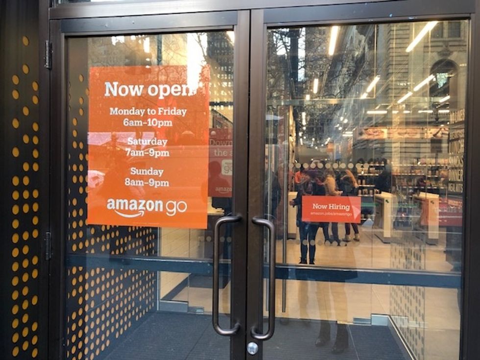 The front door to Amazon Go store