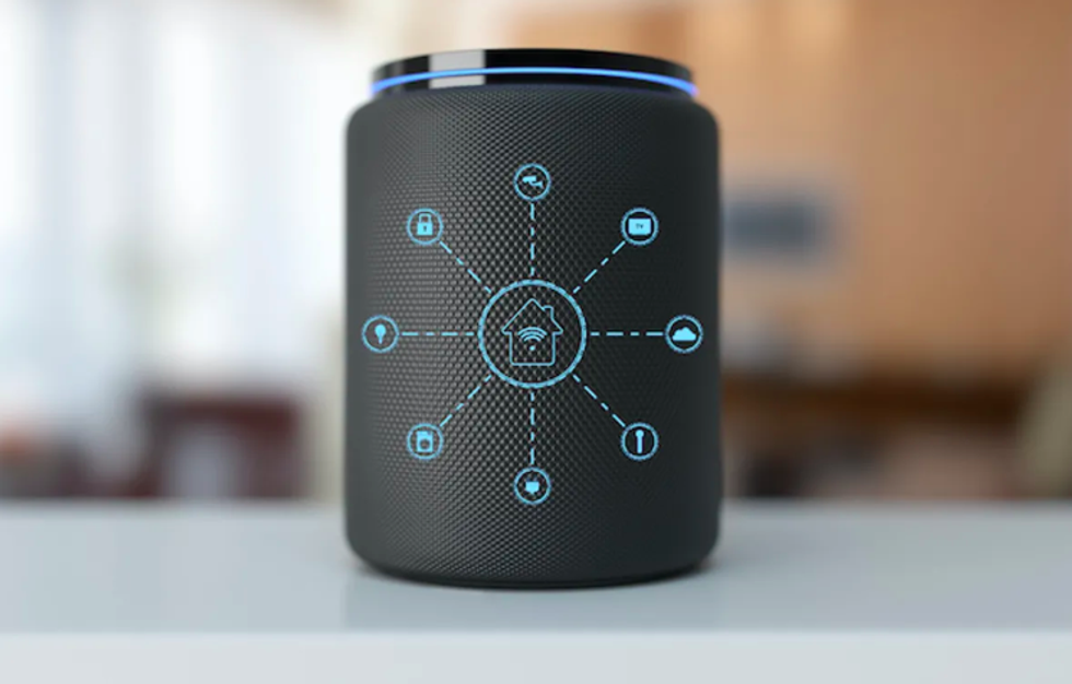 A smart speaker with smart home images