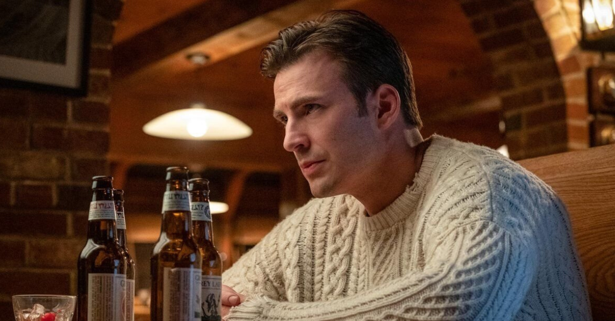 Chris Evans' Sweater Game Was On Point In 'Knives Out'—But His Own Dog Is Giving Him A Run For His Money