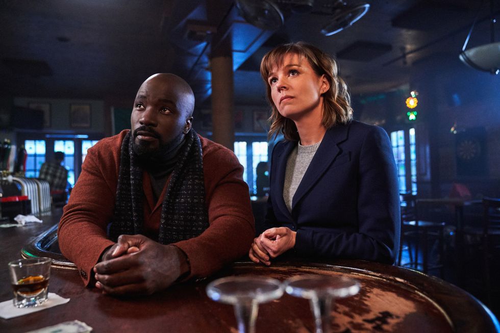 Mike Colter as David Acosta and Katja Herbers as Kristen Bouchard in pilot episode of supernatural drama series Evil.