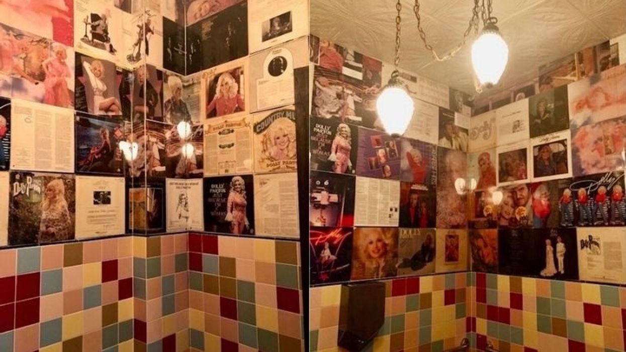 This NYC bar's bathroom is covered in Dolly Parton records as a tribute to the country queen