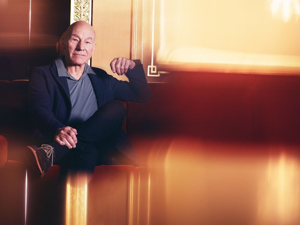 Celebrity portrait of Sir Patrick Stewart.