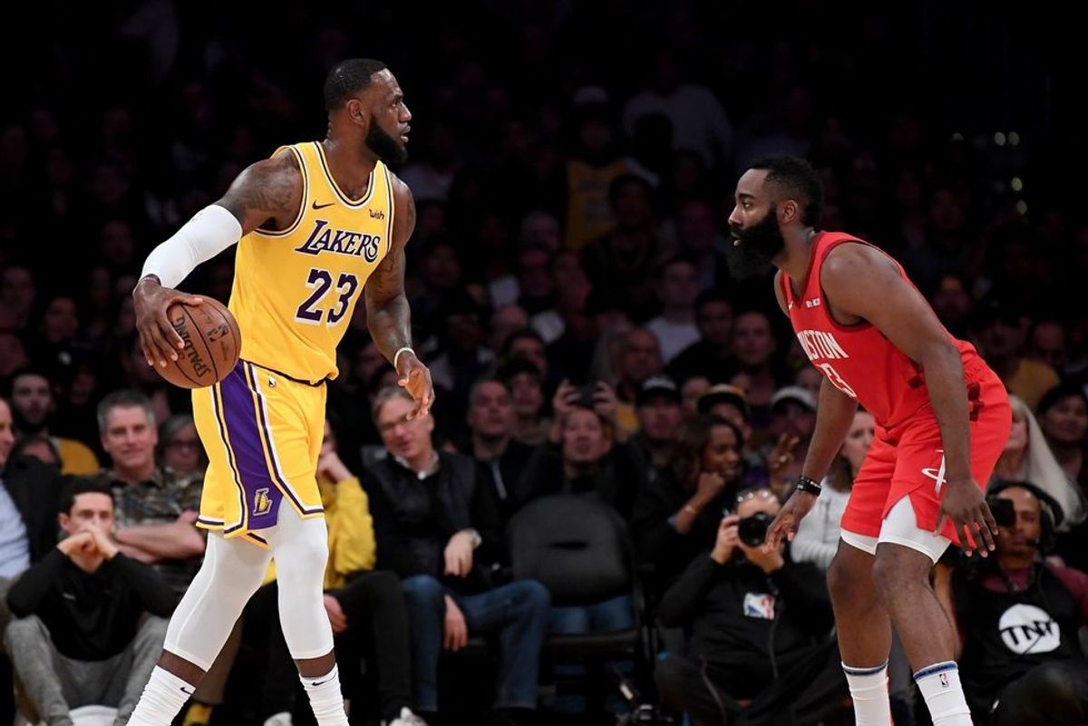 Lakers LeBron James and Rockets James Harden