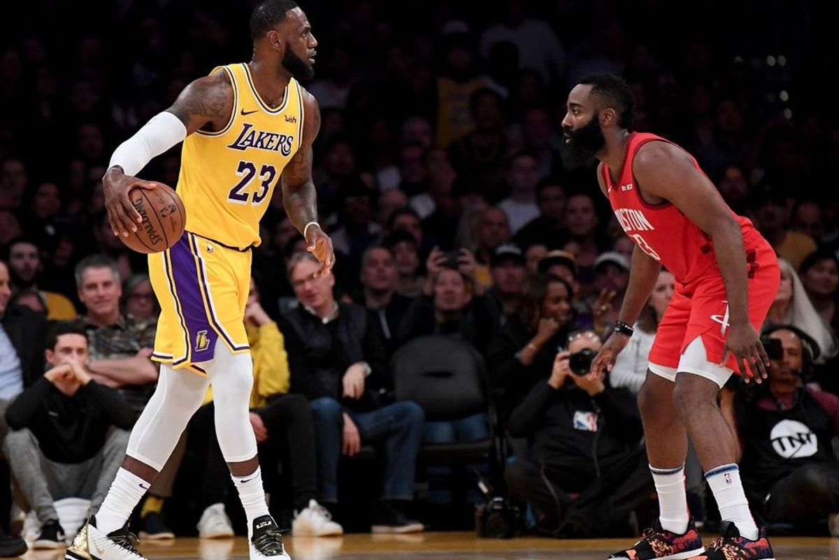 Lakers LeBron James and Rockets James Harden