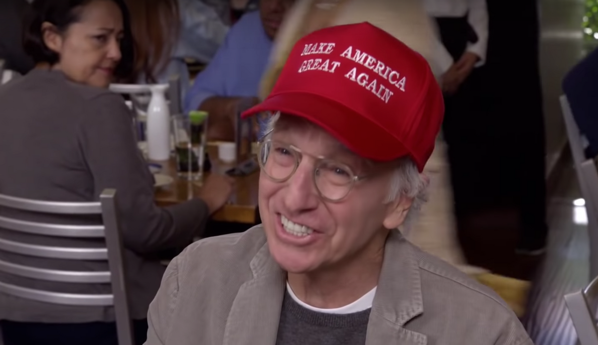 Larry David Has the Most Perfectly Larry David Use for a 'Make America Great Again' Hat in 'Curb Your Enthusiasm' Premiere