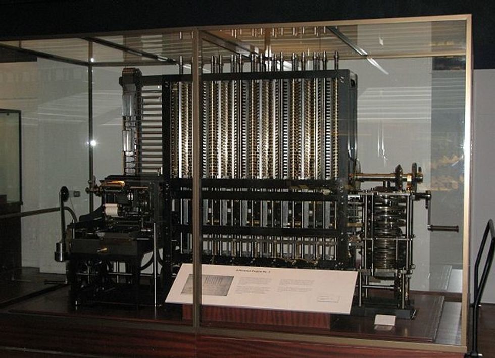 A photo of the Difference Engine constructed by the Science Museum based on the plans for Charles Babbage's Difference Engine No. 2