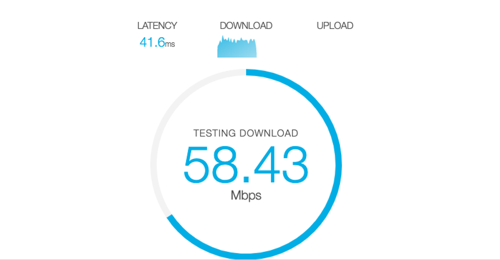 Screenshot of SpeedCheck internet speed test