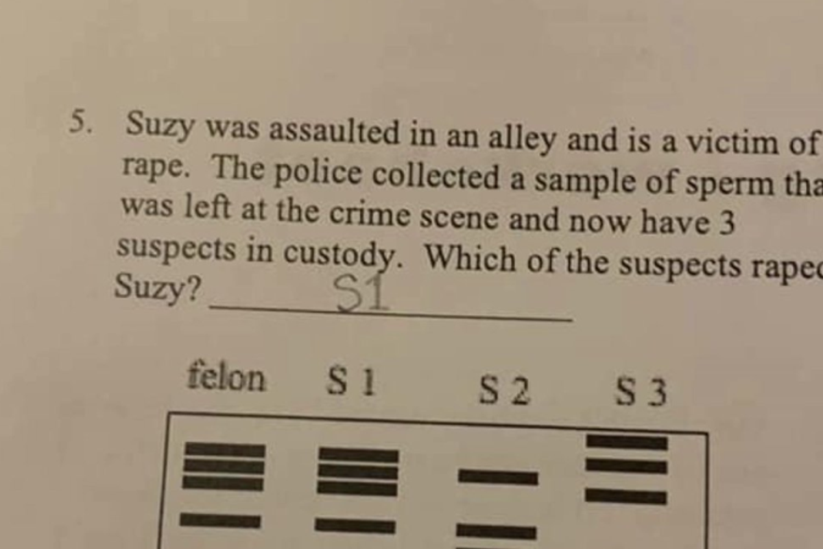 A high school biology assignment made kids figure out who 'raped Suzy.' Yes, really.