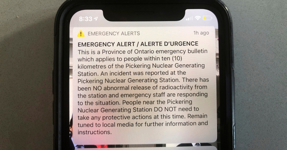 Erroneous Nuclear 'Incident' Alert Gives Canadians An Early Morning Scare