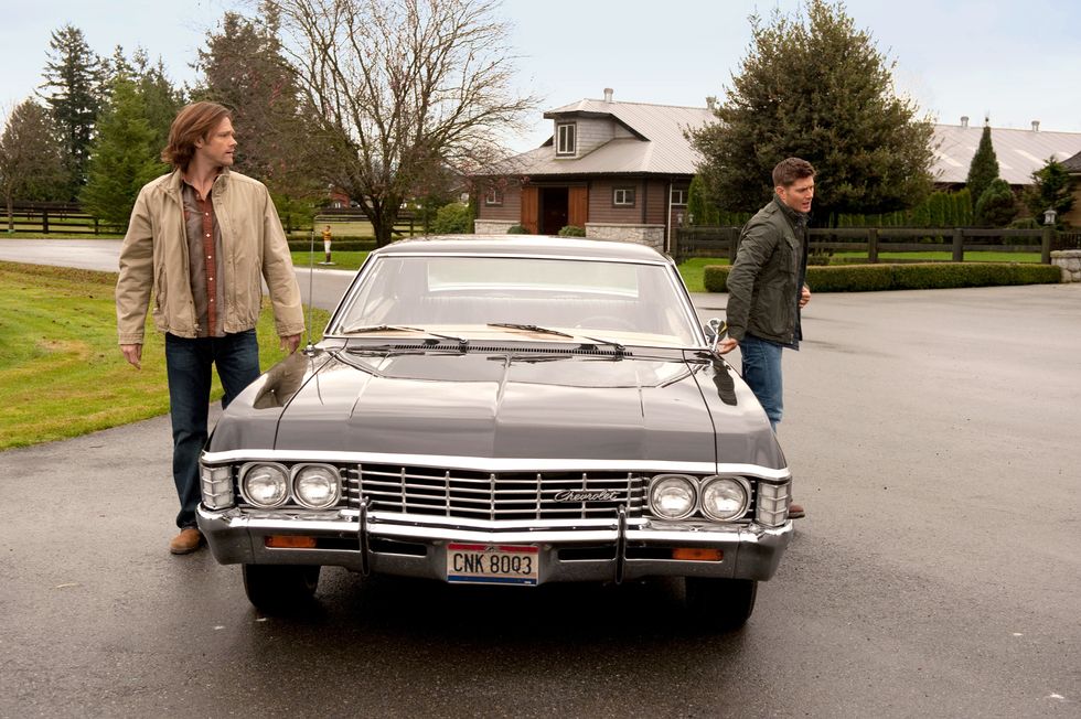 Jared Padalecki and Jensen Ackles filming TV show Supernatural.