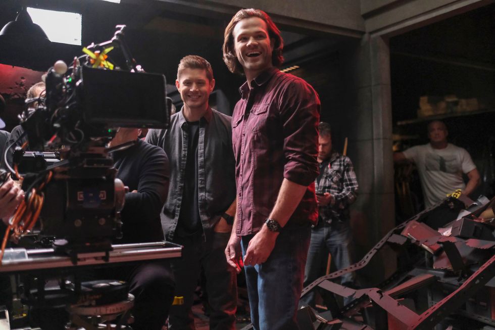 Behind-the-scenes on the set of TV show Supernatural.